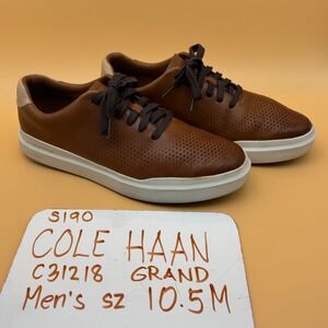 Cole Haan Grand Mens Leather‎ Sneakers Casual Brown Perforated Shoes Sz 10.5M
